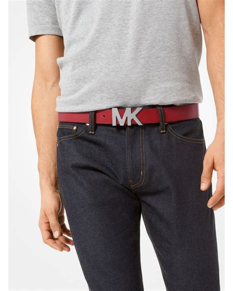 michael kors leather logo buckle belt|Michael Kors belt for men.